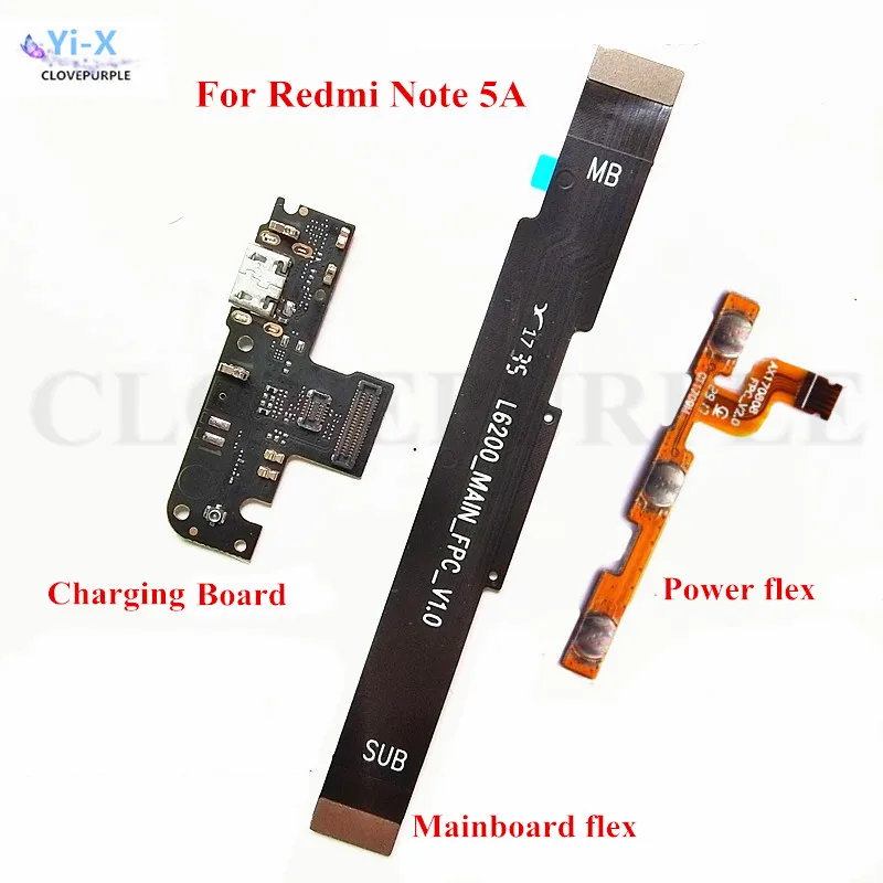 

1PC Power Volume Flex Cable & USB Charging Board Flex Cable & Motherboard Flex Cable For Xiaomi Redmi Note 5A prime/Y1/Lite