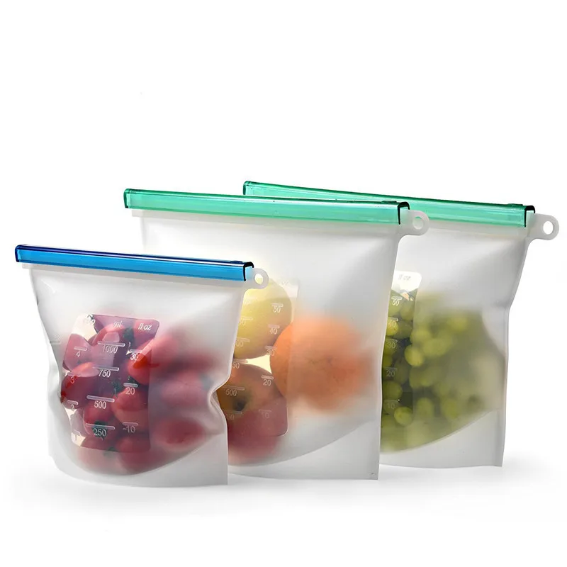 

High Quality Large Capacity Silicone Vacuum Food Fresh Bags Household Resuable Snack Wrap Fridge Food Storage Containers 1000 ml