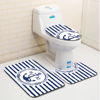 

3pcs/set Modern Bathroom Decoration Toilet Mat Non Slip Bath Rugs Flannel Printing and Dyeing Bathroom Mat and Carpet