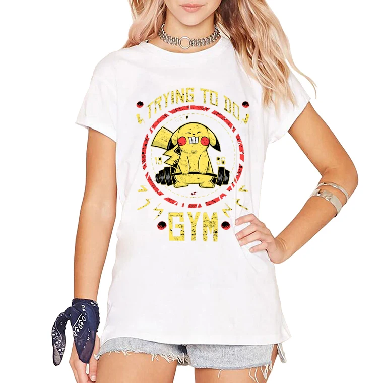 

2019 Newest Pokemon Go Women T Shirt Short Sleeve Pikachu T-shirt Soft Pika Retro Printed Funny Tee Shirts