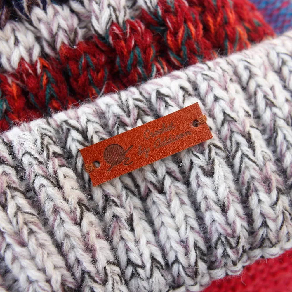 

Custom Leather Label - Personalised Name Label - Personalised Initial Tag - Knit accessories, 32 pc (PB079)