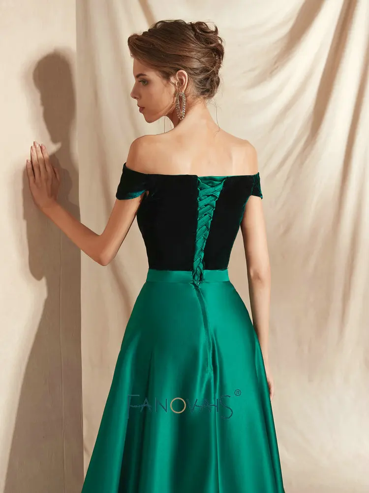Green Velvet Evening Dresses Long Vestidos De Fiesta De Noche Evening Dress Arabic Special Occasion Dresses Party Gowns