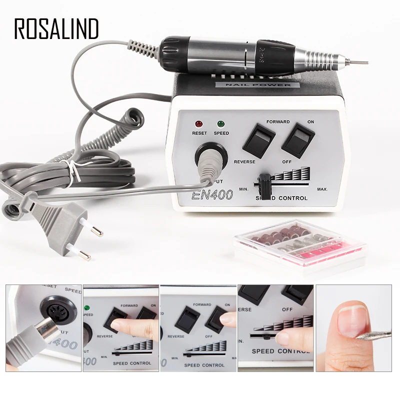 

ROSALIND 35W 1 SET Electric Nail Drill Machine Nail Equipment Manicure Pedicure Files Electric Manicure Drill & Accessory