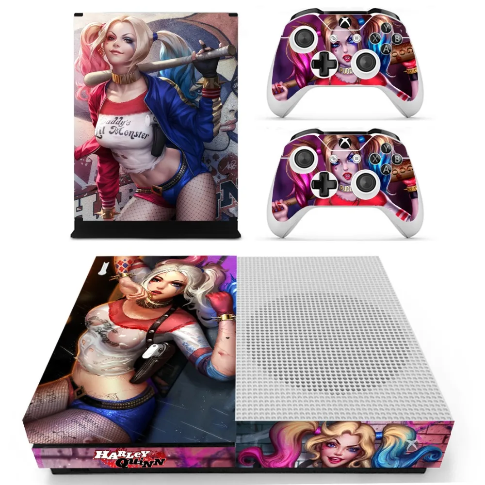 

New Skin Sticker Decal For Xbox One S Console and Controllers for Xbox One Slim Skin Stickers Vinyl - Suicide Squad Harley Quinn