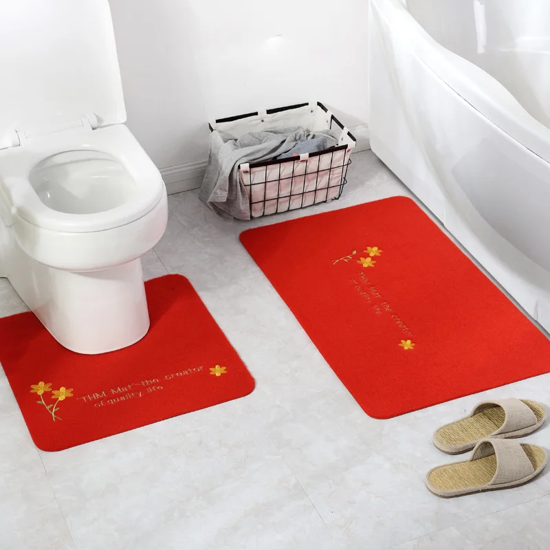 2 шт./компл. дешевые элегантный цветок коврик для ванной с принтом, U-образный и квадратным коврики для туалета ванной коврик ковер Ванная комната инструмент