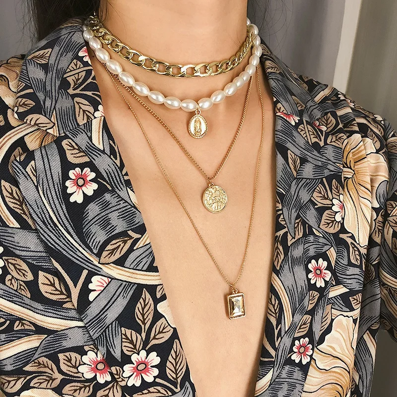

Vintage Multi-layer Pearl Women Necklace Personality Creative Fashion Necklace