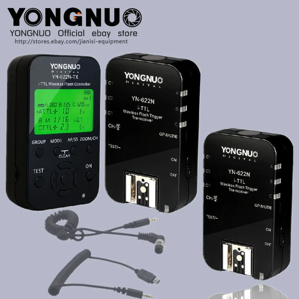 

Yongnuo YN622N-TX +2PCS YN-622N TTL flash trigger with 2 cables for Nikon