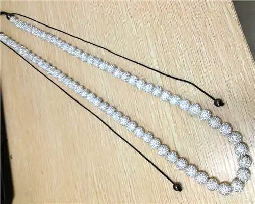 Скидка 45% Shamballa мужское длинное или женское ожерелье для глиняных хрустальных бусин+ бесплатное ушко Шамбала - Окраска металла: white