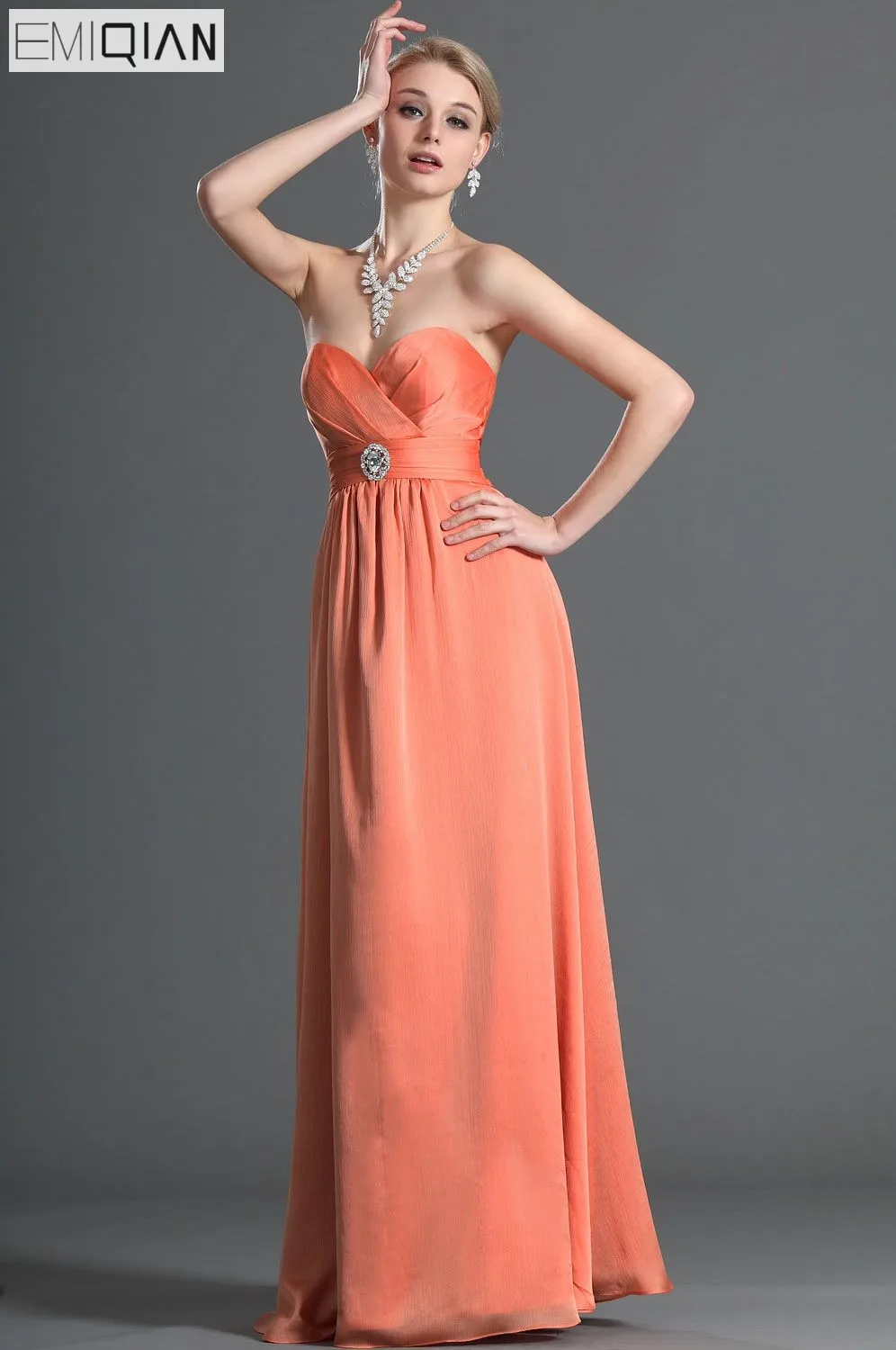 orange chiffon gown