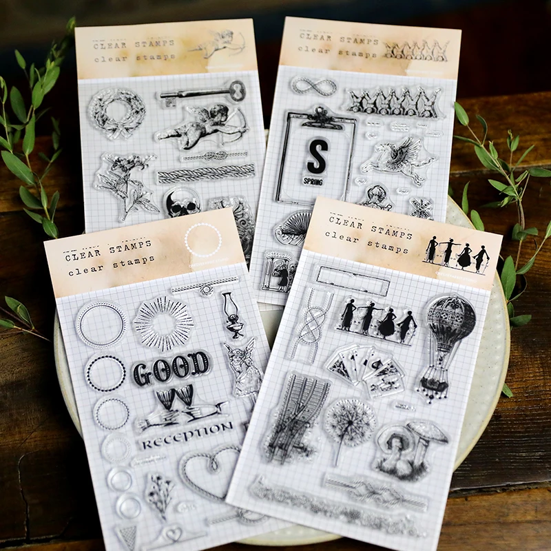 

Vintage series plant skull angel flower mushroom retro Transparent Clear Silicone Stamp/Seal DIY scrapbooking Card Making album