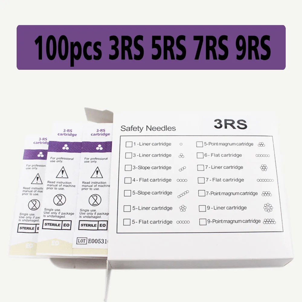 100 шт. картридж 3RS/5RS/7RS/9RS тату Перманентный макияж ручка машина иглы Советы для