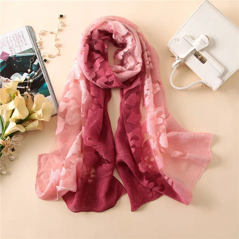 Горячая Распродажа, красивые тени, кружевные шарфы, шали, мусульманский хиджаб, женский шарф/шарфы, Пашмина, бандана, шелковый шарф - Цвет: Красный