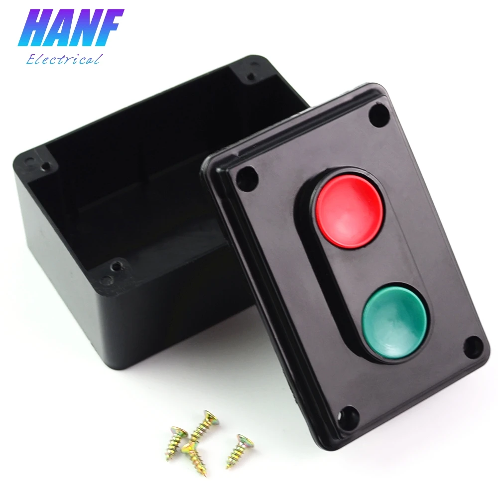 

1pcs Control Push Button Switch Momentary start stop on off 2 button switch control box Start 5A/380V