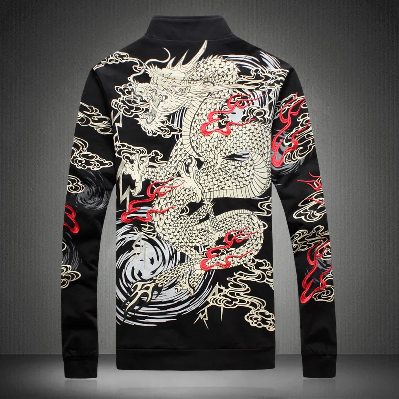 Hip Hop Men Jackets Chinese Style Personality Dragon Pattern Printing Embroidery Men's Streetwear Bomber Jacket Fashion Hip Hop Men Jackets Chinese Style Personality Dragon Pattern Printing Embroidery Men's Streetwear Bomber Jacket Fashion