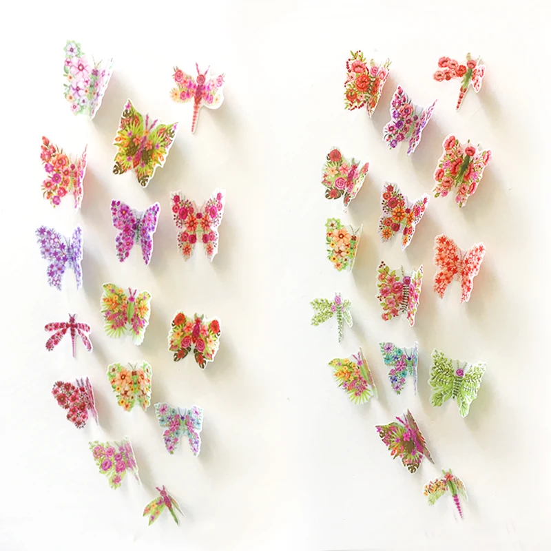 

15Pcs 3D Pvc Flower butterfly Wall Sticker Art Decals living room Butterflies for Home decor Mural Stickers DIY decoration