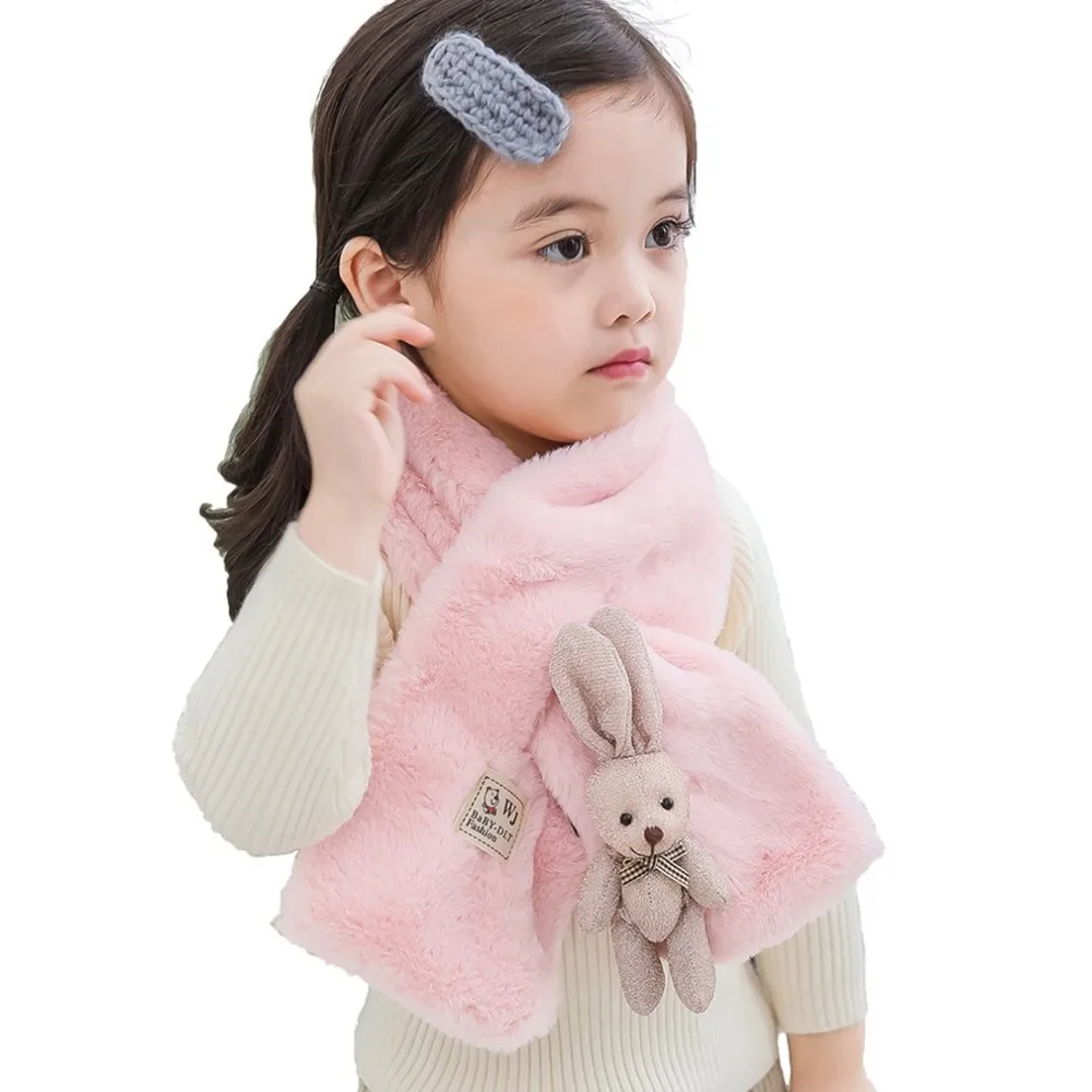 Winter cute Scarf Kids Boy Girls Scarves Baby Imitation Rabbit Fur