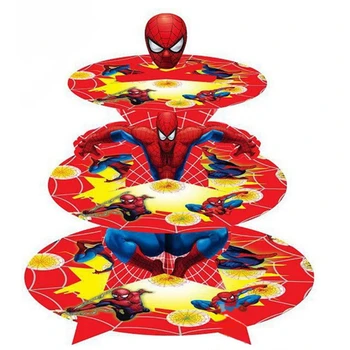 

1Set Spiderman Cartoon 3-Tier Cake Stand Supplies Boys Birthday Party Decoration Family Party Cupcake Stand Hold 24 Cupcakes