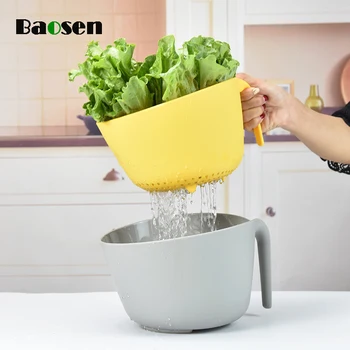 

Baosen Double Drain Basket Fruit Vegetable Drain Storage Basket Salad Maker Kitchen Gadgets