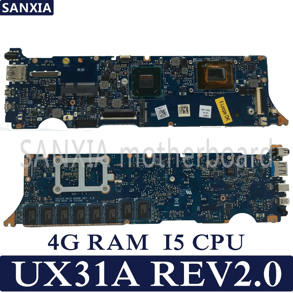 KEFU UX31A2 محمول اللوحة الأم ل ASUS UX31A UX31 اختبار اللوحة الأصلية 4G RAM I5-3317U REV2.0