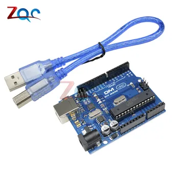 

MEGA328P CH340G CH340 ATMEGA16U2 Board I/O ISP Buzzer Microcontroller for Arduino UNO R3 3.3V/5V DC + USB Cable