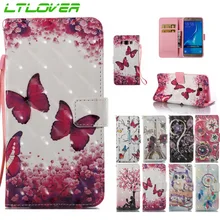 

high quality beautiful cartoon owl butterfly tower pattern 3D flip phone case For Samsung Galaxy J7 2016 J710 wallet stand cover