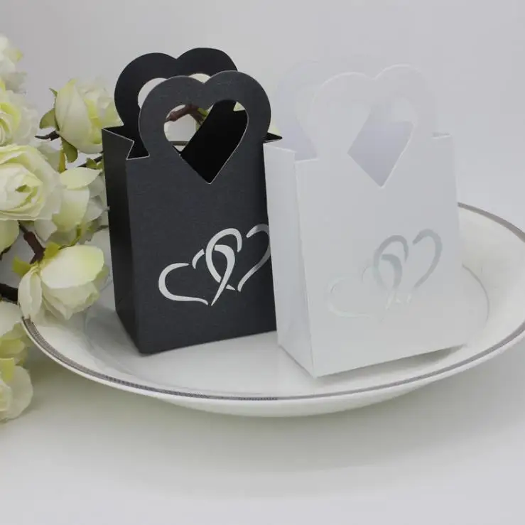 

candy box bag chocolate paper gift package for Birthday Wedding Party favor Decor supplies DIY handbag design white/black 50pcs