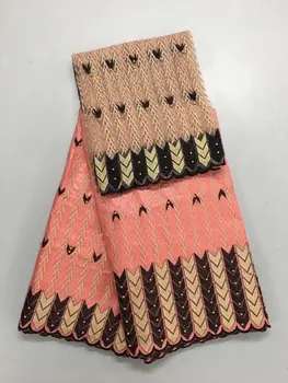 

pink African jacquard embroidered fabric bazin riche getzner Guinea Barocade fabric for Nigerian lace fashion dresses 5+2yards