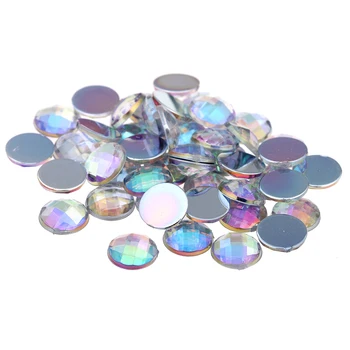 

12mm 1000pcs Acrylic Flatback Round Earth Facets AB Colors Acrylic Rhinestone Strass High Shine Beads Big DIY Gems