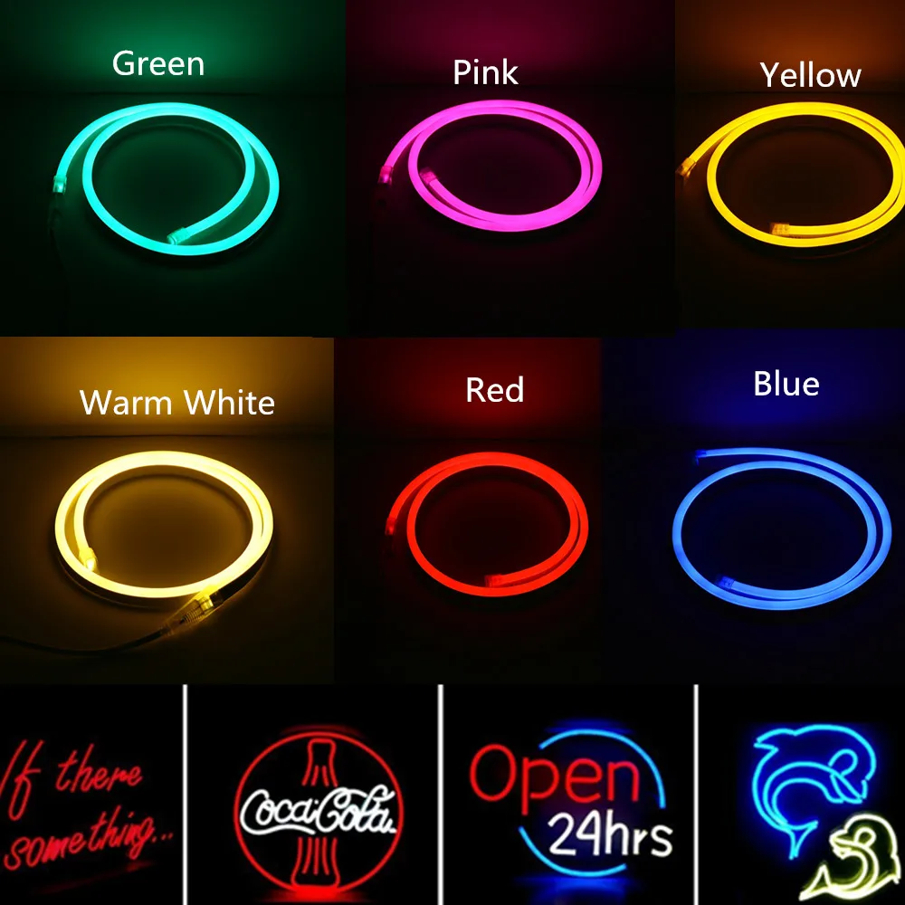 led strip 220v neon signs led pc Rgb tape smd2835 strips ruban etanche el tape neon light flexible bande 5m Stage fairy lights