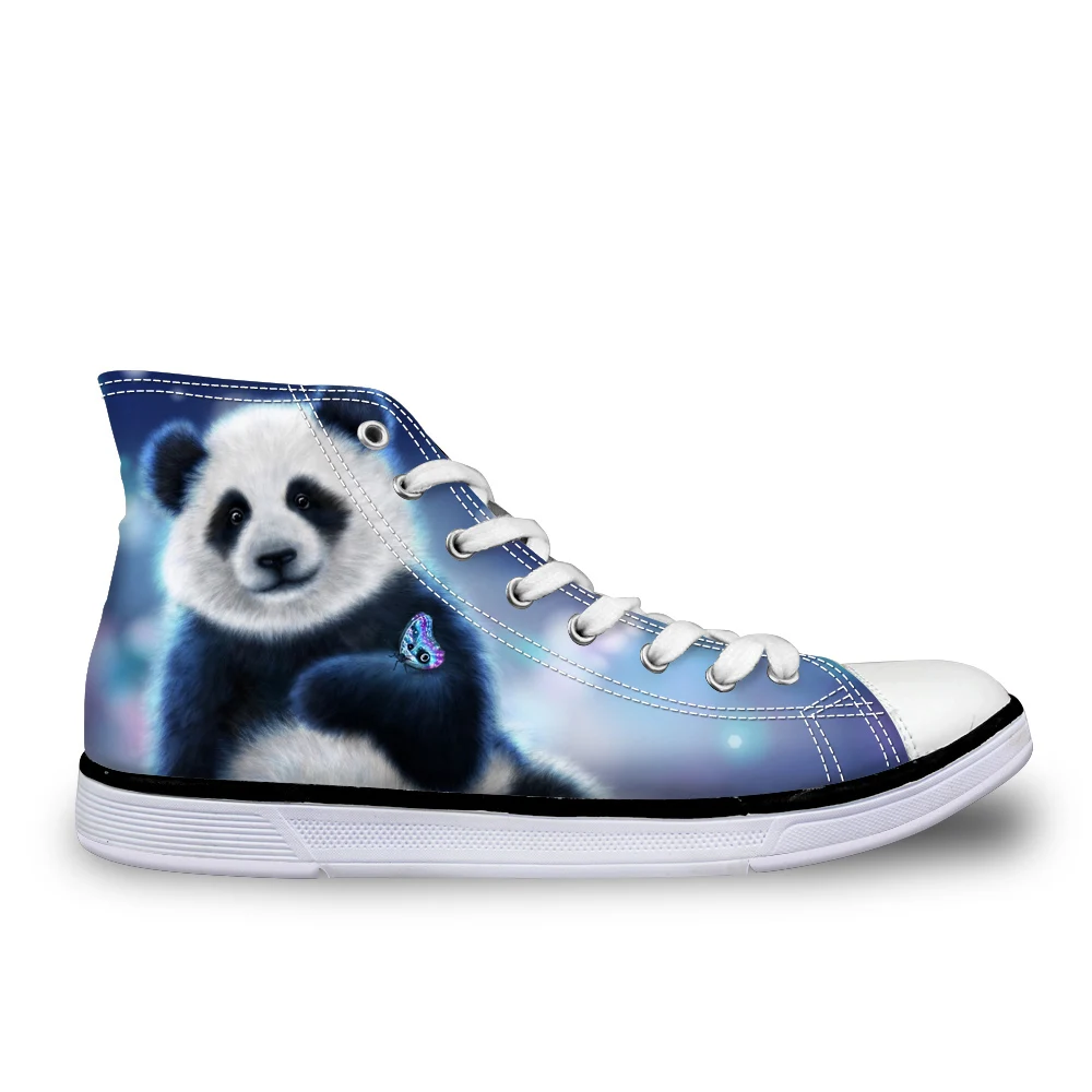 

Customized High Top Women Fashion Casual Shoes Woman Cute Animal Panda Flats Canvas Vulcanized Shoes for Ladies Leisure Shoes