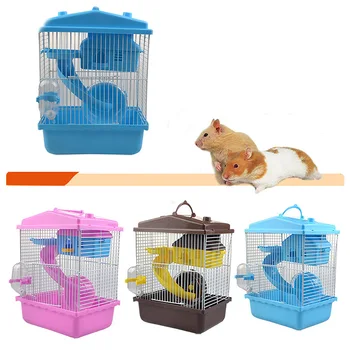 Pet Cage Hamster Pet  Hamster Cottage Transparent Skylight Double Layer  Luxury House Portable Mice Home Habitat Decoration