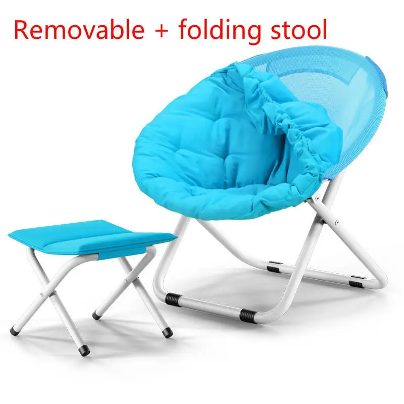Blue folding stool Современный складной шезлонг, диван в японском стиле, складной одноместный диван-кровать, шезлонг для гостиной - Цвет: Blue folding stool
