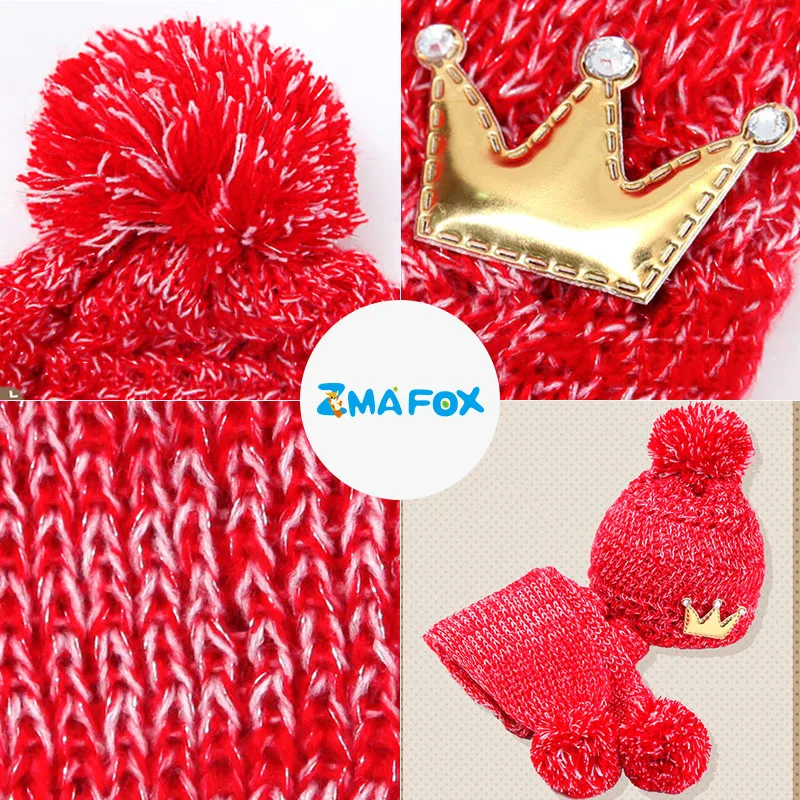 Детская зимняя шапка ZMAFOX для малышей шарф Мягкая Теплая Шапка бини с помпонами