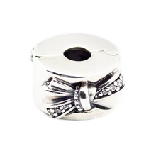 Блестящий бант Очаровательная застежка с бисером Подходит Pandora Подвески Браслет стерлингового серебра 925 фирменные бусины серебро 925 ювелирных изделий berloques