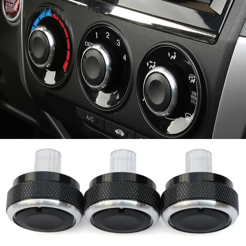 For Nissan Qashqai 2012 Aluminum Alloy Air Conditioning Knob 3pcs/set AC Knob Heat Control Switch Button Knob Car Styling 4