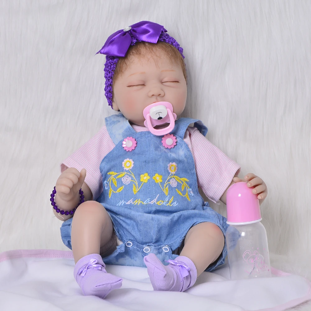 

Fashion 22'' Reborn Baby Dolls Lifelike Soft Silicone Vinyl Reborn Bonecas Sleeping Girl Newborn Dolls Birthday Gifts for Kids