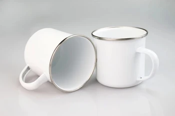 

White Steel Custom Logo Printing Personalized Gift-printing Sublimation Blank Enamel Metal Camper Mug 96pcs