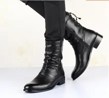 Men’s shoes Fashion Trend Boots PU Leather Boots Vintage Denim Boots British Style Chain Boots Size 39-44166