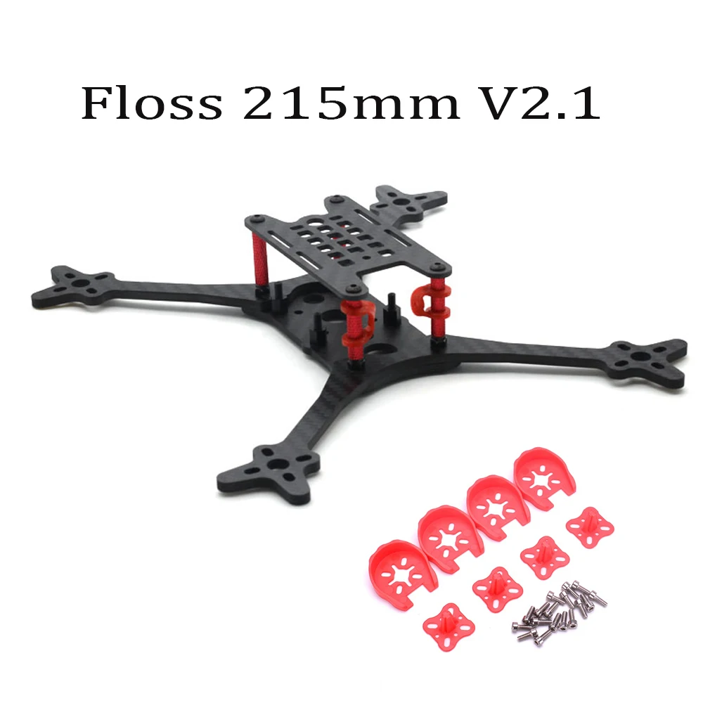 

Floss 215 215mm V2.1 Race Frame with 4mm or 5mm Arms upgraded Floss 210mm 215mm V2 Quadcotper FPV Racing Drone Red Motor cover