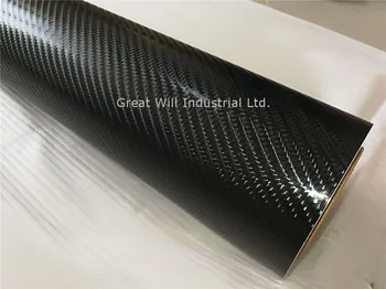 

6D Black Carbon Fiber Vinyl Wrap Film With 4D Texture Car Wrap Cover 6D Carbon Fibre Black With Air Release Size 1.52x20m/Roll