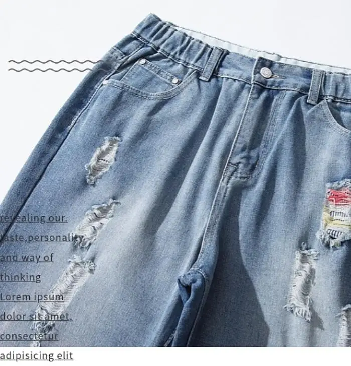 Может поместиться 90 кг для девочек большие размеры джинсы женский модный бренд поцарапанные ручной работы отверстие 100% хлопок был тонкий