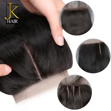 Шелковая основа закрытие Remy перуанские прямые человеческие волосы закрытие 3 слоя кружева пришить в 1 шт предварительно сорвал с Детские волосы JK