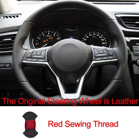 Ручная швейная крышка рулевого колеса автомобиля верхний слой коровья кожа для Nissan X-Trail- Qashqai Rogue(Sport - Название цвета: Leather Red