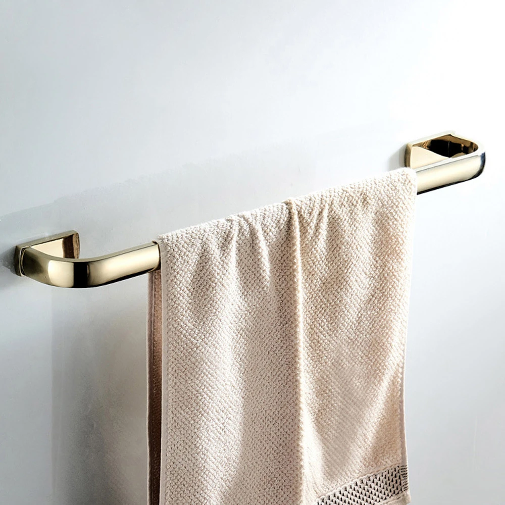 Leyden Bath 23" Single Towel Rod Gold Finish Brass Wall Mounted Towel Rack 