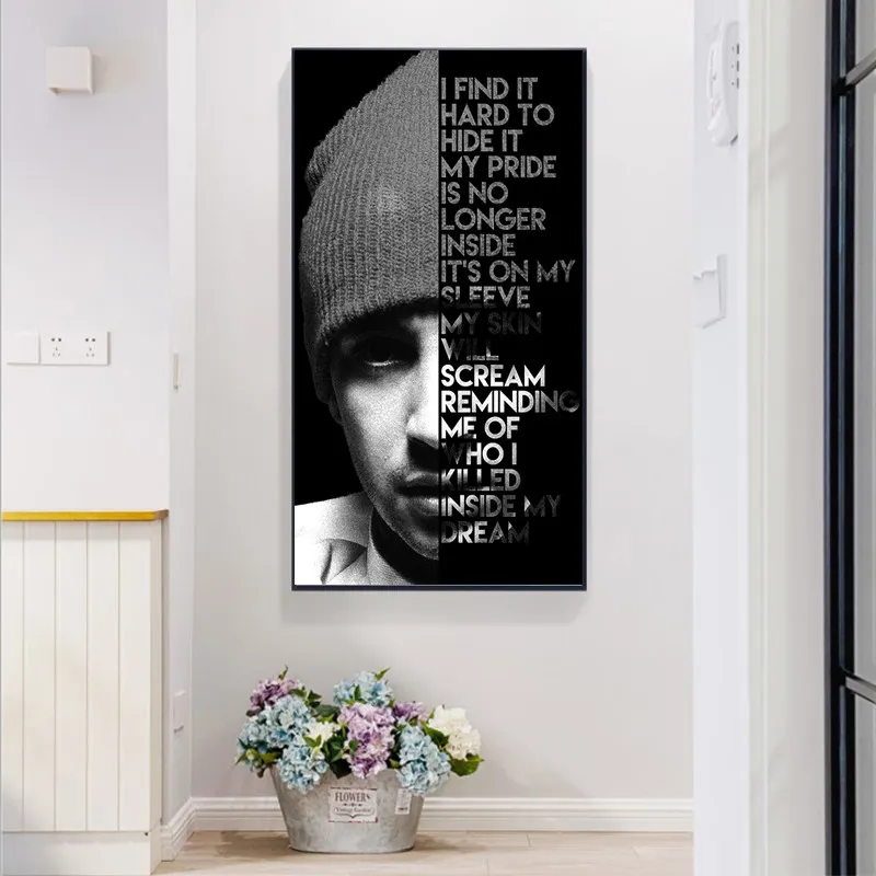 Black and White Scandinavian Portrait Oil Painting on Canvas Print Poster Modern Art Wall Pictures For Living Room Cuadros