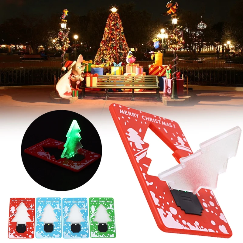

Interesting Christmas Card Light Four Colors LED Christmas Tree ABS & PS Gifts Light Up Kids Children Folding Xmas Decor