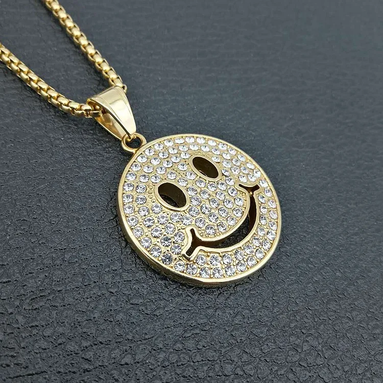 New forever Smiley face Pendant Necklace Men Stainless Steel Chain