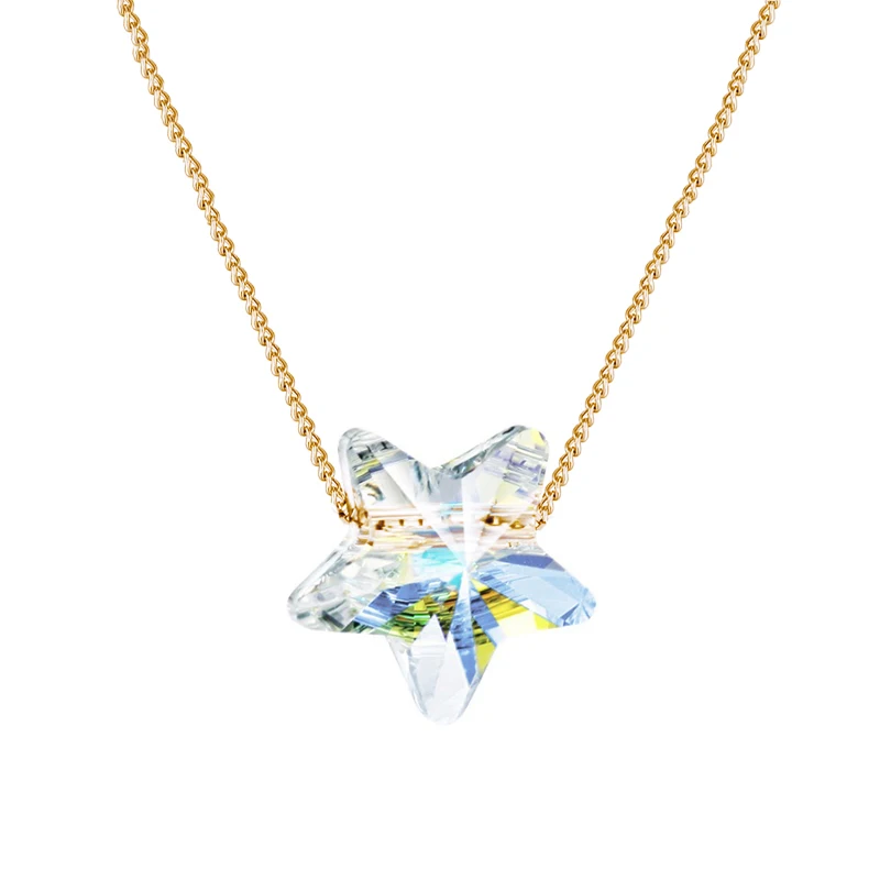 Joyashiny женское простое ожерелье с подвеской в виде звезды из необычного камня серебряное/золотое ювелирное изделие с кристаллами Swarovski для детей