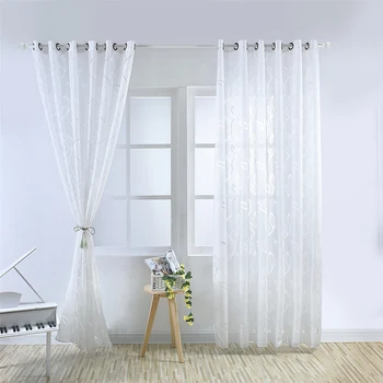 

1PC Fashion style Bubble Leaf Semi-Blackout Curtains Sheer Voile Tulle for Living Room Bedroom Balcony Kitchen Window Treatment