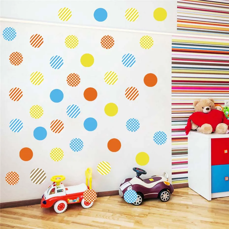 Christmas Sticker For Window Mixed Polka Dots Stripes Wall Sticker For Kids Nursery Bedroom Decoration Adhesive Vinyl Wallpaper (3)